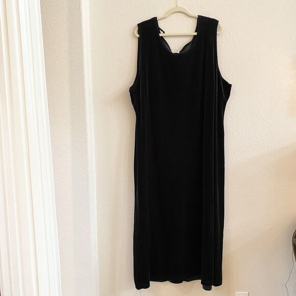 VTG 90s Ronni Nicole Velvet Velour Maxi Dress Stretch Sleeveless Green Sz 33W - Picture 1 of 9